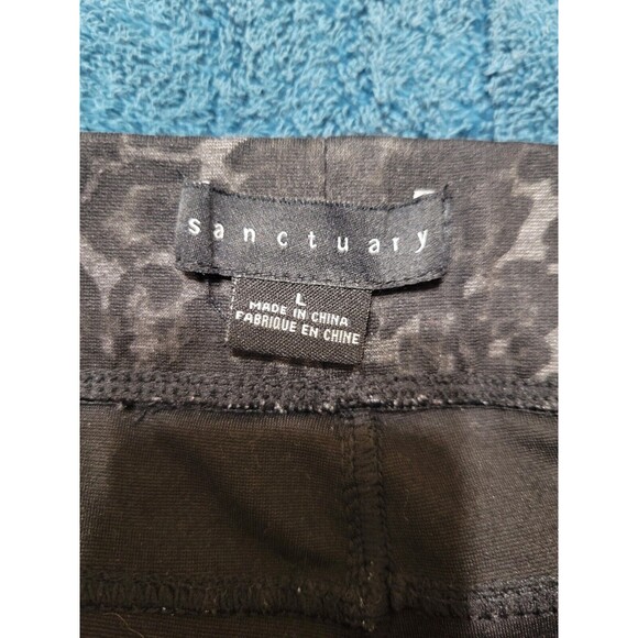 Sanctuary Black Gray Leopard  Ankle Pants Large Stretch EUC B22 - Picture 10 of 11